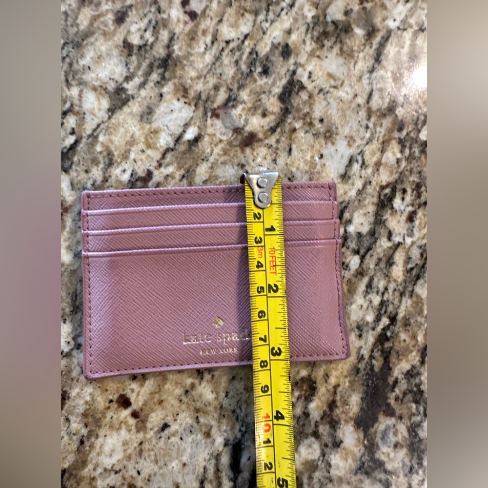 Kate Spade card holder in glittery dusty peony pink color. - Picture 7 of 7